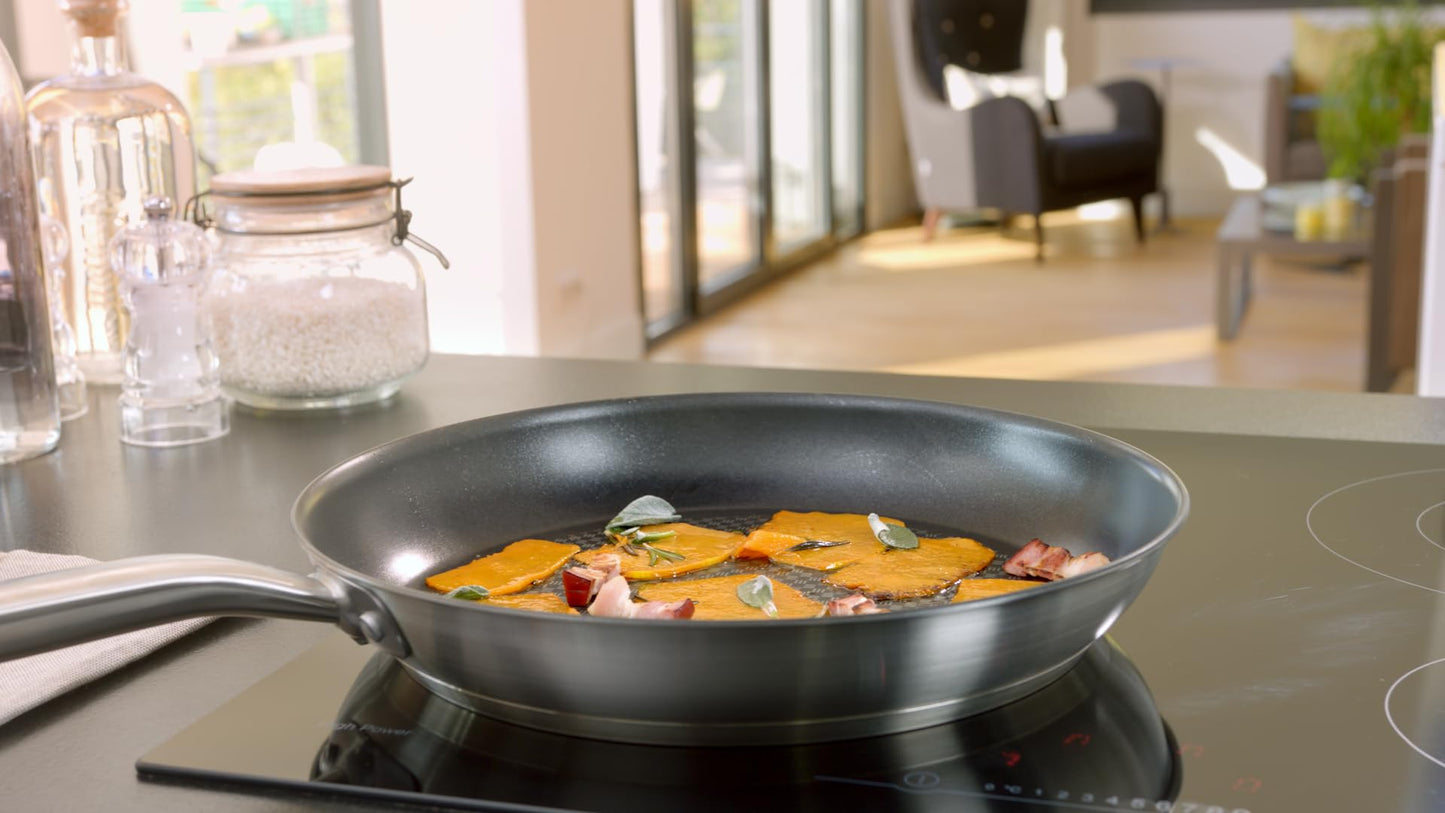 Tefal Virtuoso Pfanne | hochwertiger Premium-Edelstahl | unversiegelt | gebürstetes Finish | induktionsgeeignet | Backofengeeignet bis zu 250°C | Edelstahl