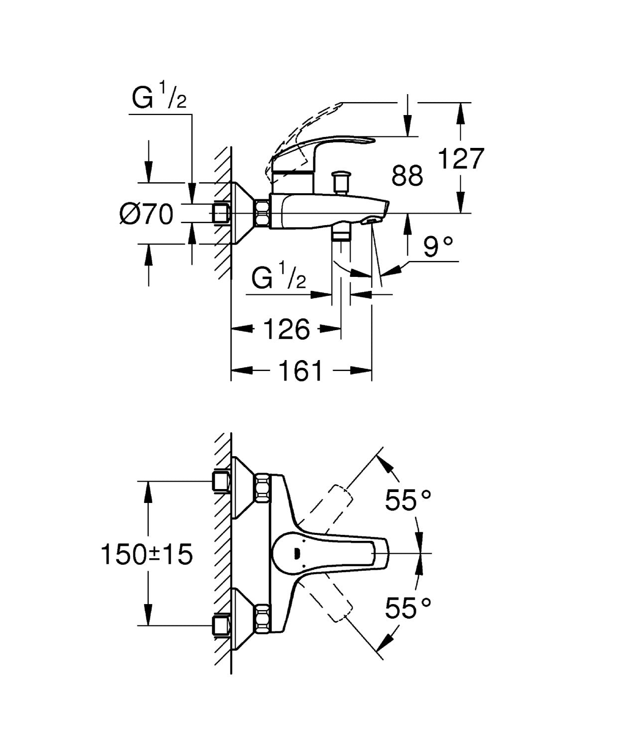 Grohe Eurosmart New AP Single-Lever Mixer Tap for Shower