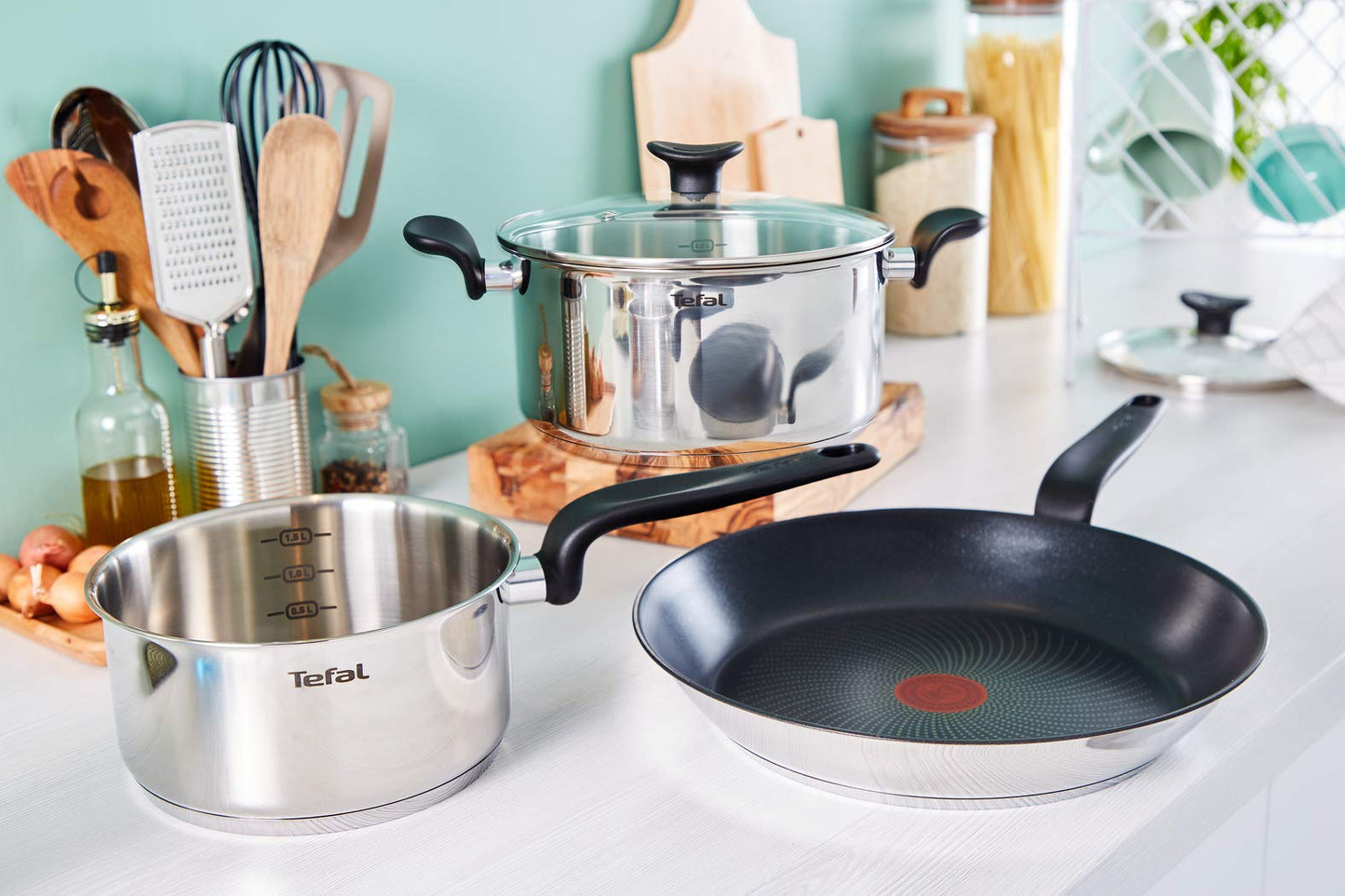 Tefal Primary E3082704 Saucepan 14 cm (1 L), Premium Quality Stainless Steel, Induction, Slow Cooking, Boiling