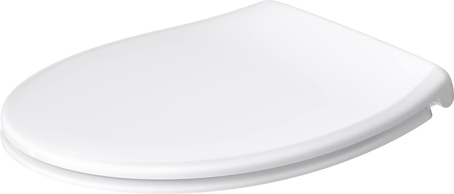 Duravit Universal Toilet Lid with Soft-Close Mechanism, Toilet Seat Quick Release for Easy Assembly, Toilet Seat in Oval Shape, Toilet Lid Made in the EU, Urea Duroplast, Stainless Steel Hinges, White