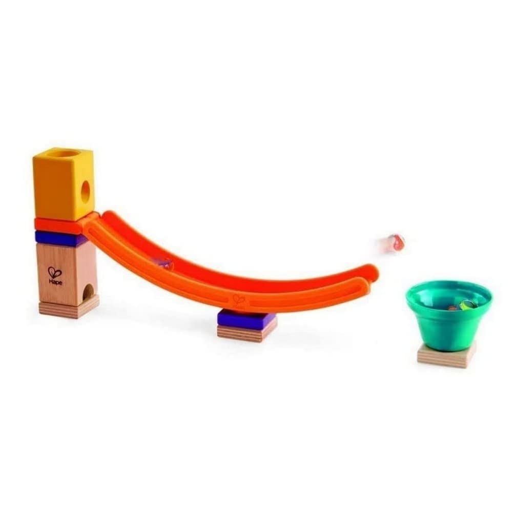 Hape E6021 Quadrilla Race to the Finish, Wooden Marble Run - 58 pieces, Educational Construction Toys for 4 Years and Up