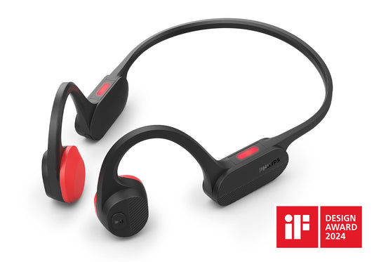 PHILIPS TAA6606BK Bone Conduction Open Ear Wireless Bluetooth Neckband Headphones with Night Light for Running