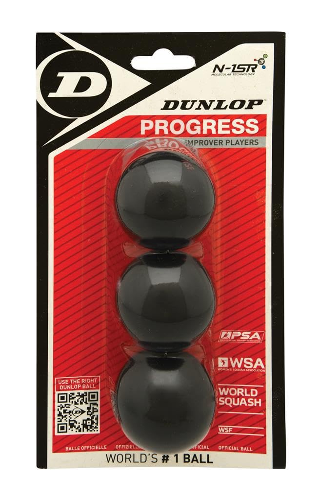 DUNLOP Squash Balls Progress Red, for Recreational and Hobby Players