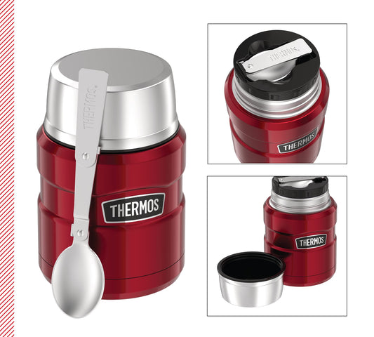 Thermos Stainless King Food Container, 0.47 Litres, Stainless Steel, 9.3 x 9.3 x 14.2 cm
