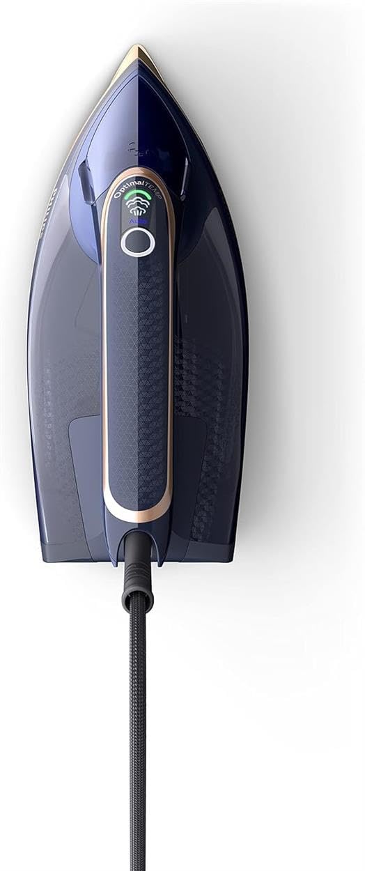 Philips Azur 8000 Series Steam Iron - 85 g/min of Continuous Steam, 260g Turbo Steam Boost, 3000 W, OptimalTEMP Technology, SteamGlide Elite Soleplate, Dark Blue (DST8050/26)