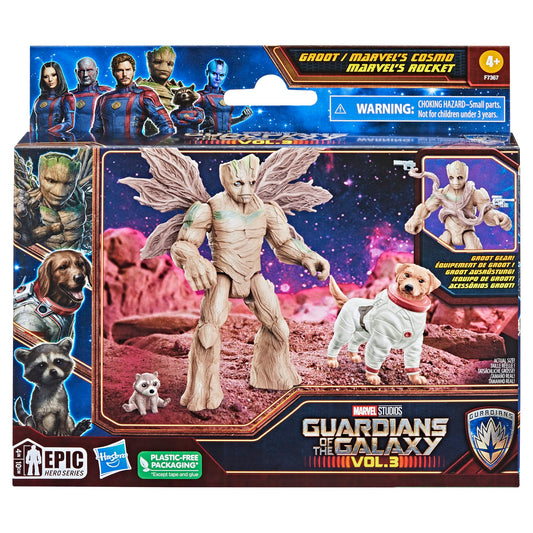 Marvel Guardians of the Galaxy Vol. 3 Action Figures, Groot, Baby Rocket Cosmo Action Figures