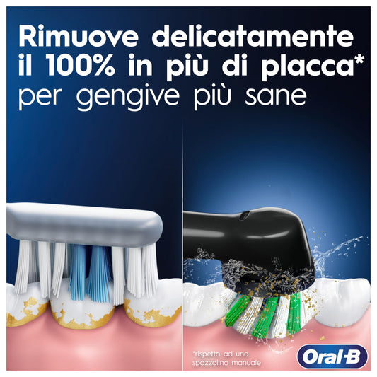 Oral-B PRO 3 3500 Elektrische Zahnbürste/Electric Toothbrush, 2 Aufsteckbürsten, mit 3 Putzmodi und visueller 360° Andruckkontrolle für Zahnpflege, Reiseetui, Geschenk Mann/Frau, Schwarz