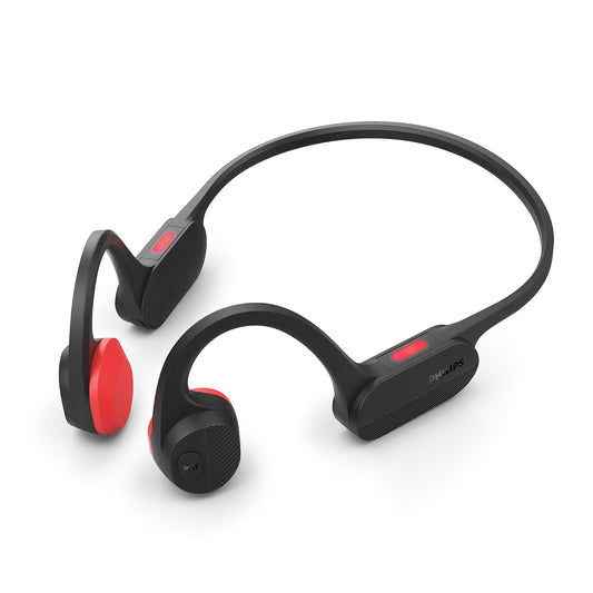 PHILIPS TAA6606BK Bone Conduction Open Ear Wireless Bluetooth Neckband Headphones with Night Light for Running