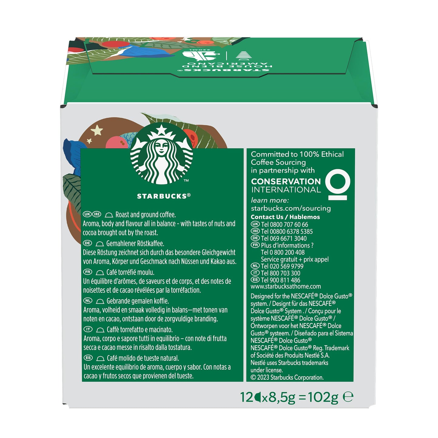 STARBUCKS Americano House Blend Medium Roast Coffee Pods by NESCAFÉ Dolce Gusto - 72 Coffee Americano Pods (6 packs)