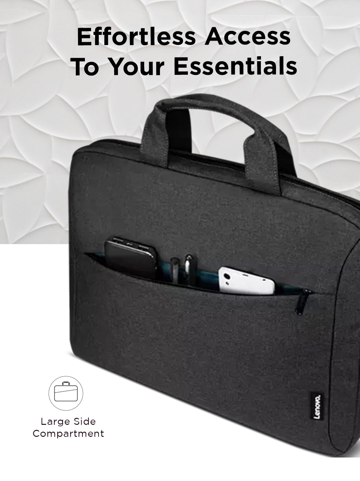 Lenovo Laptop Shoulder Bag T210, 15.6-Inch Laptop or Tablet, Sleek, Durable and Water-Repellent Fabric, Lightweight Toploader, Business Casual or School, GX40Q17229, Black