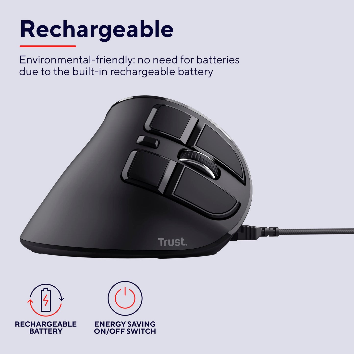 Trust WiFi Voxx Kabellose vertikale ergonomische Maus