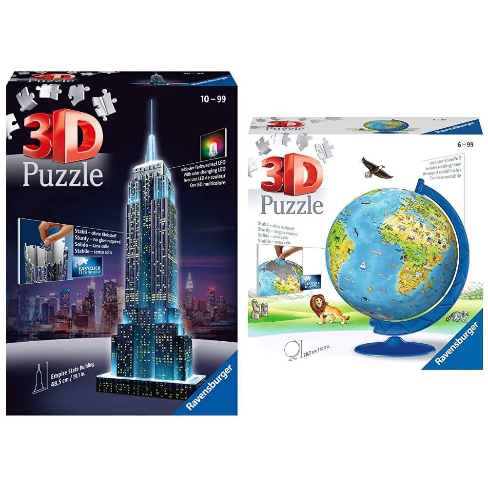Ravensburger Statue of Liberty 108 Piece 3D Jigsaw Puzzle for Adults and Kids Age 8 Years Up - Night Edition with LED Lighting - New York USA