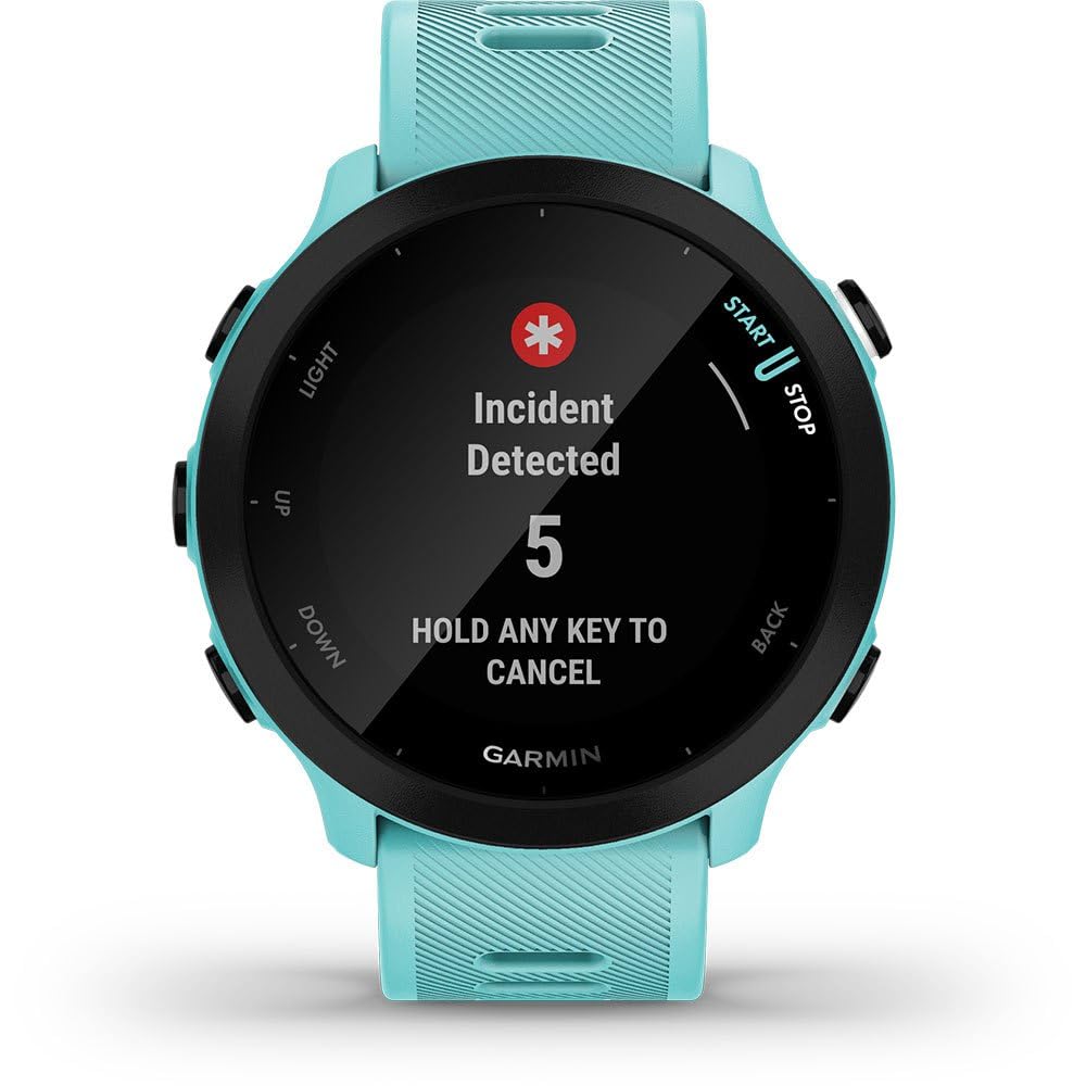 Garmin Forerunner 55 Easy to Use Lightweight GPS Running Smartwatch, Running and Training Guidance, Safety and Tracking Features included, Aqua