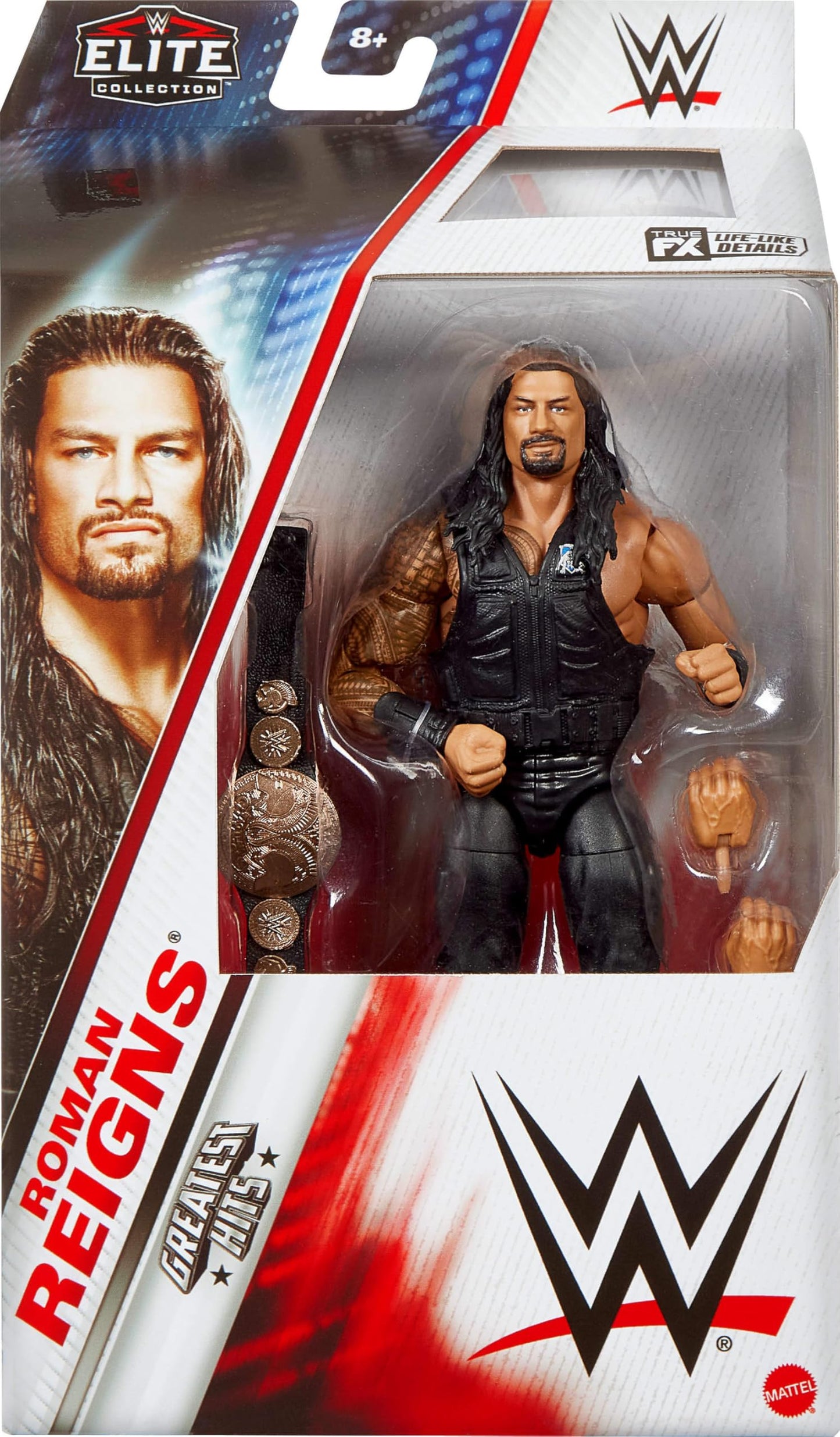 Mattel WWE Elite Action Figure & Accessories, Greatest Hits 2025, 6-inch Collectible Roman Reigns with 25 Articulation Points & Swappable Hands