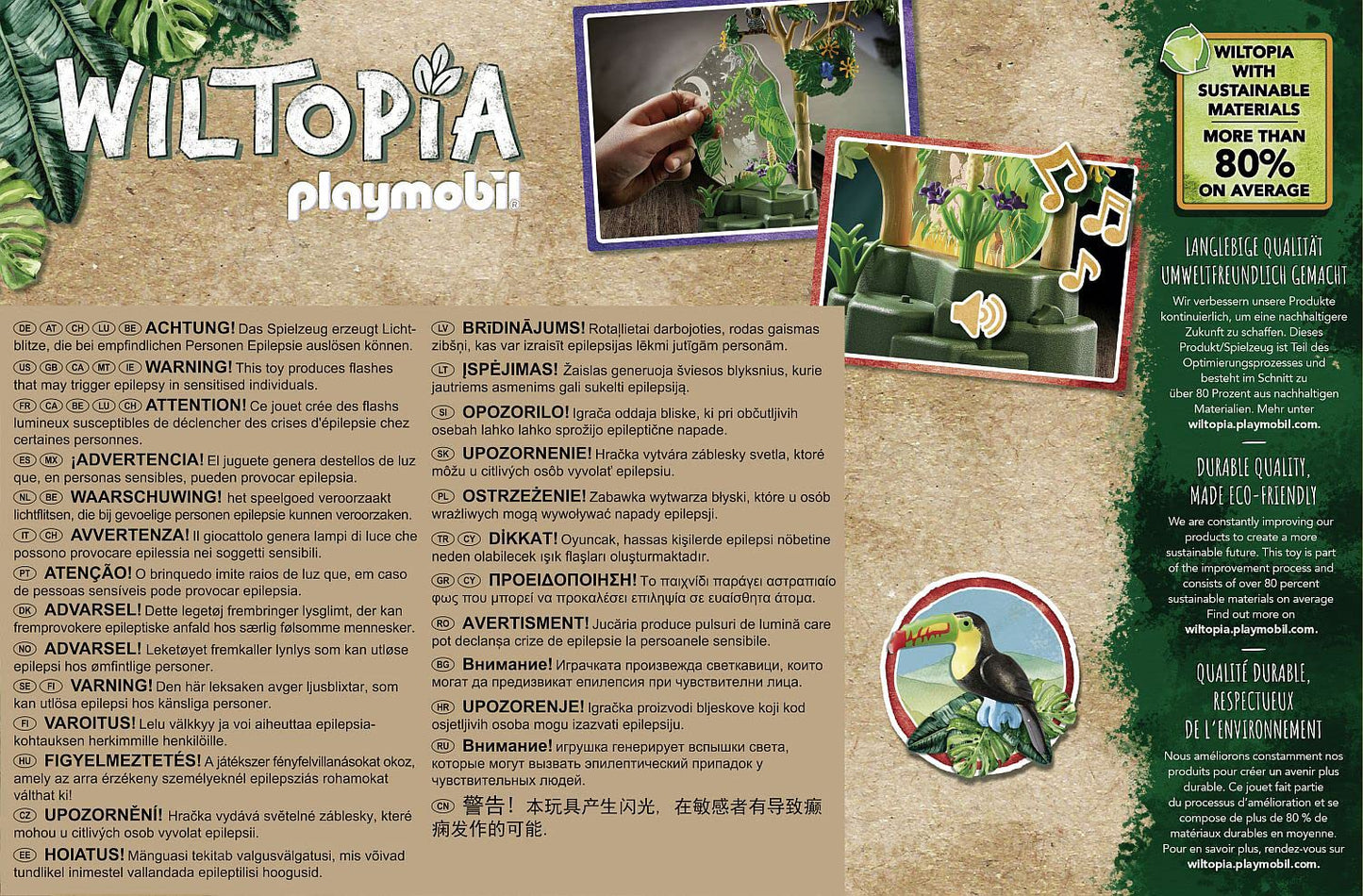 Playmobil Wiltopia 71009 Rainforest Nightlight with Toy Animals, Light and Sound, Sustainable Toy for Children Ages 4+