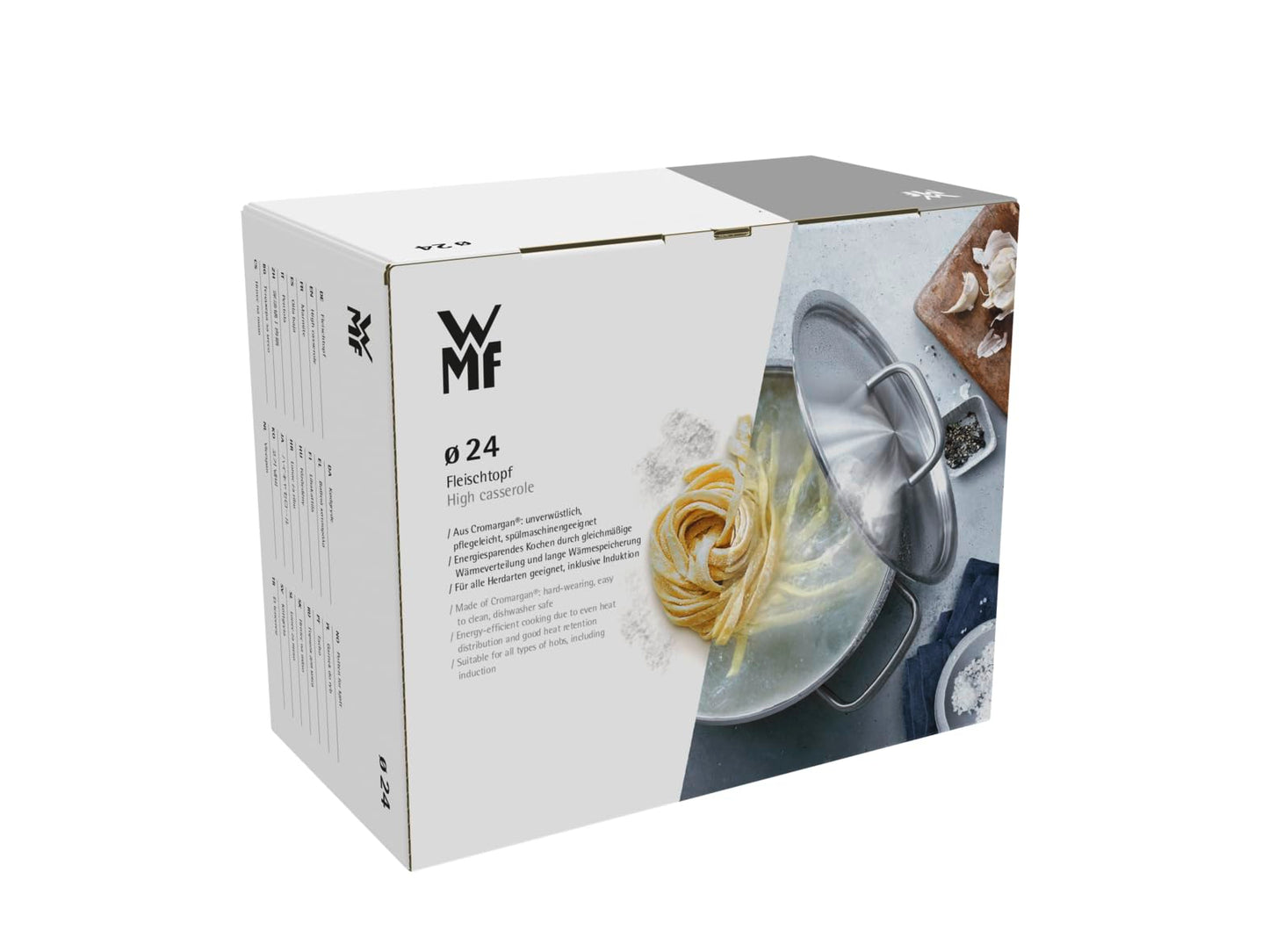 WMF High Casserole Approx 3.7L Diadem Plus Pouring Rim Glass Lid Cromargan Stainless Steel Polished Suitable for Induction Hobs Dishwasher Safe
