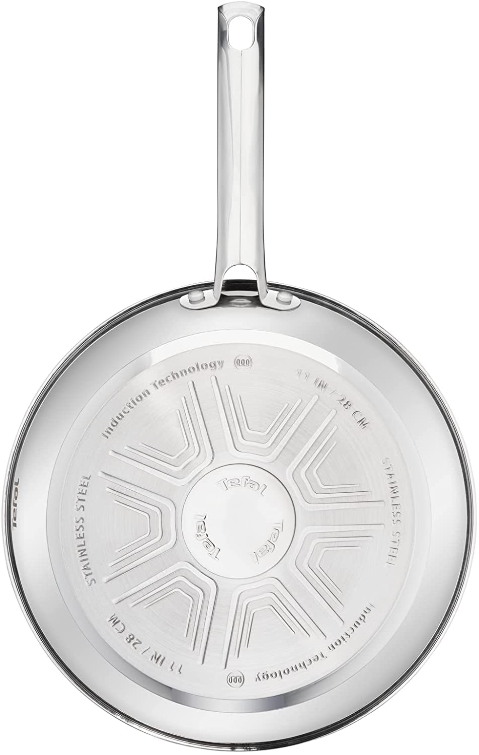 Tefal A704S3 Duetto 3-Piece Frying Pan Set | 20, 24 and 28 cm | Non-Stick Coating | Built-in Temperature Indicator | Suitable for All Hob Types Including Induction | Stainless Steel/Black