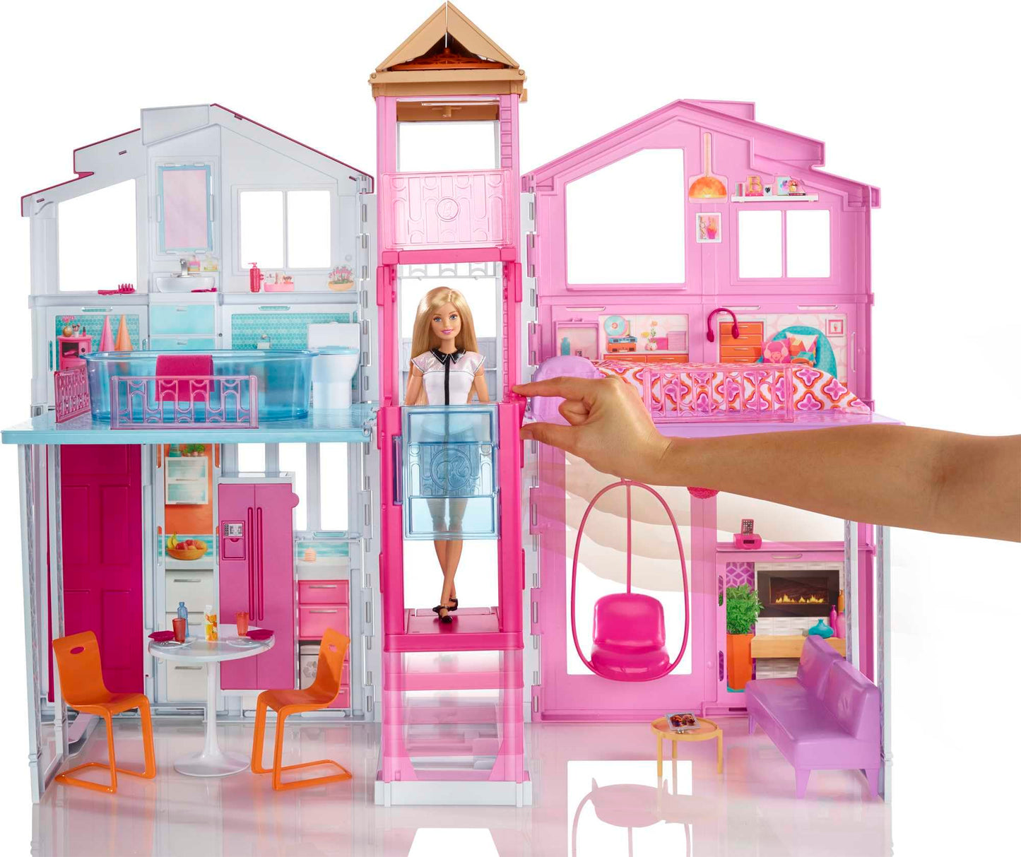 Barbie DLY32 ESTATE Three-Story Town House Colourful and Bright Doll House Comes with Furniture and Accessories, Playset