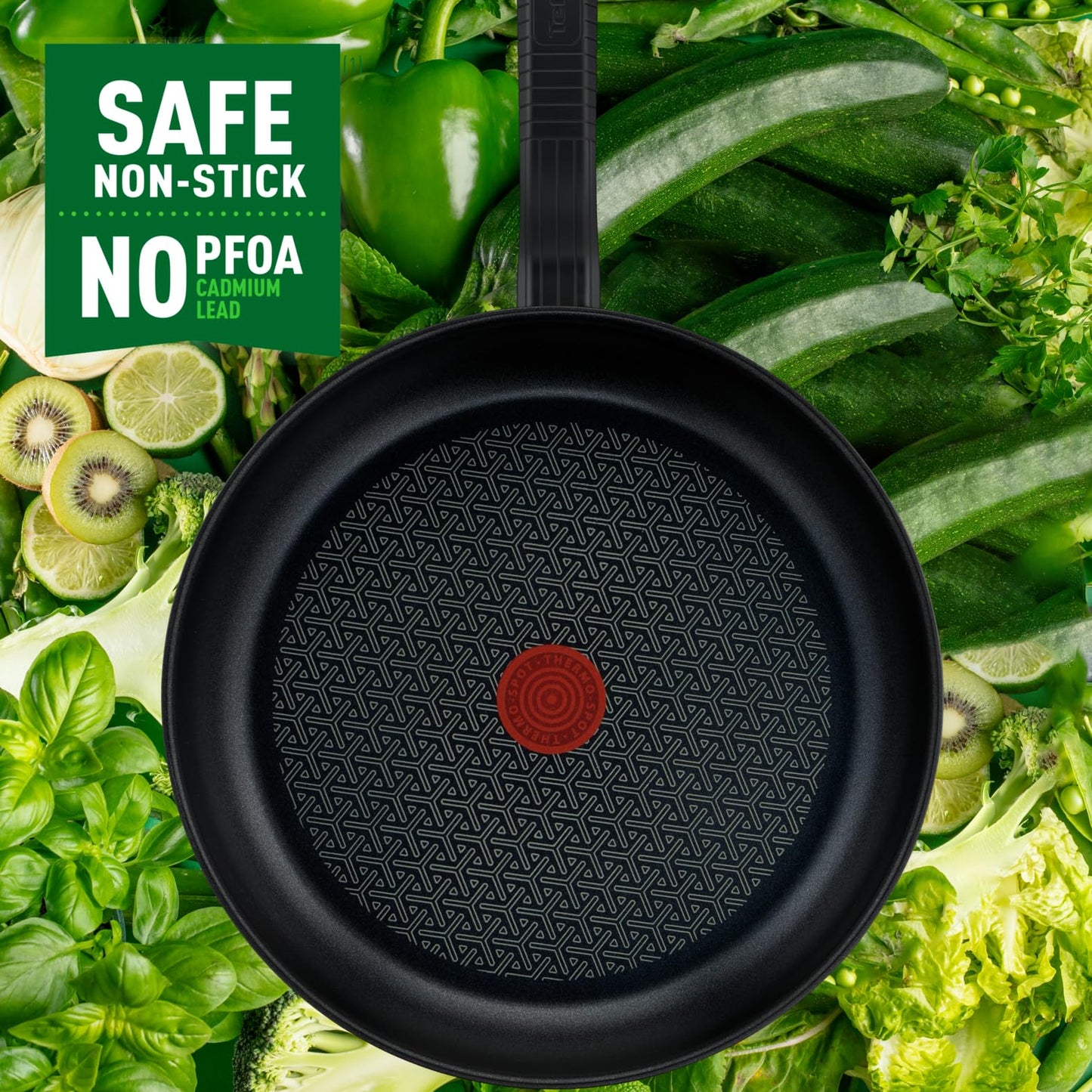 Tefal Comfort Max Frying Pan 26 cm + Glass Lid, High Quality Stainless Steel, Thermo-Spot Temperature Indicator, Non-Stick Coating, Induction G7263344