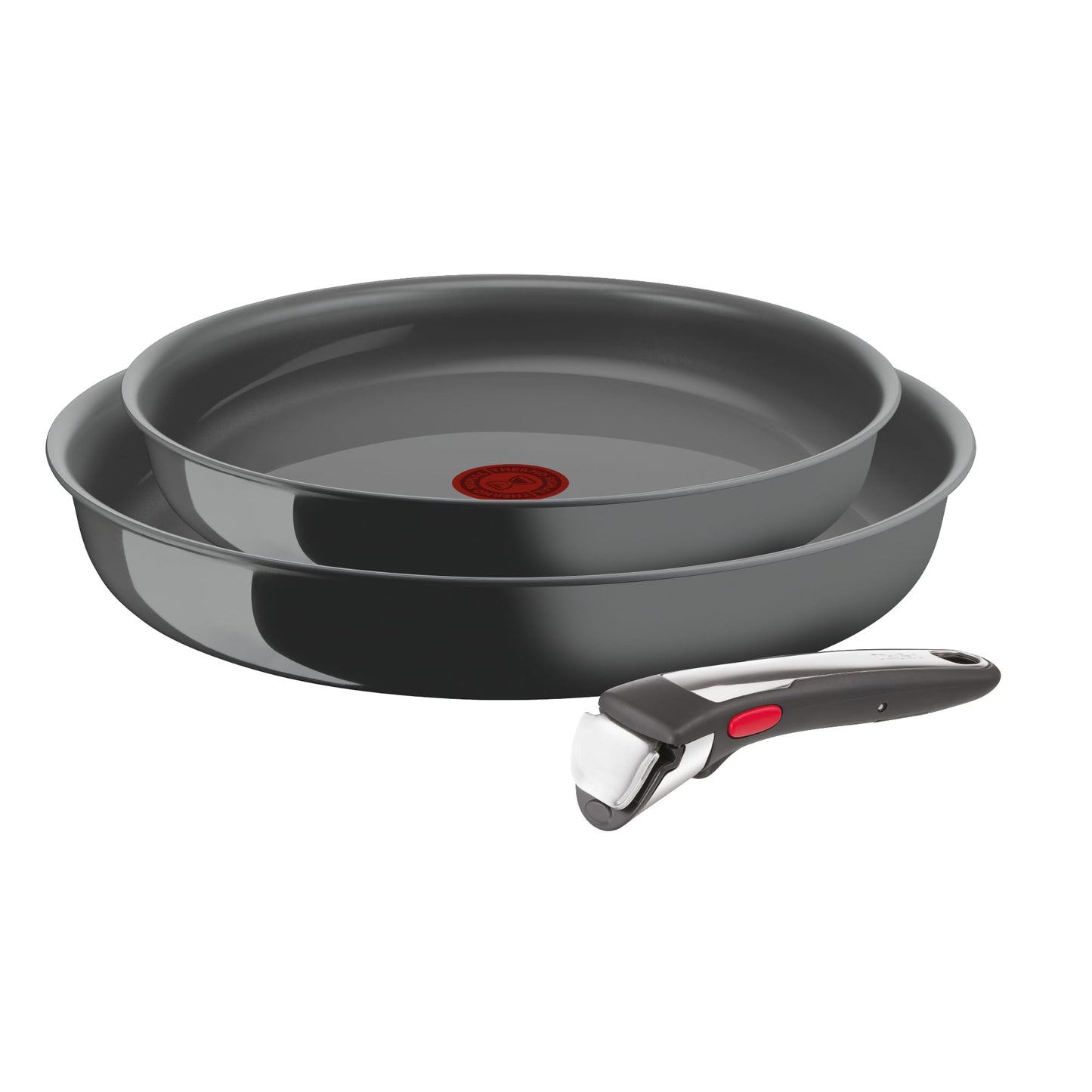 Tefal Ingenio L2619102 Set of 2 Frying Pans 24/28 cm with Removable Handle, Induction, Non-Stick Ceramic Coating, Eco-Designed, Dishwasher Safe, Made in France, Renew L2619102