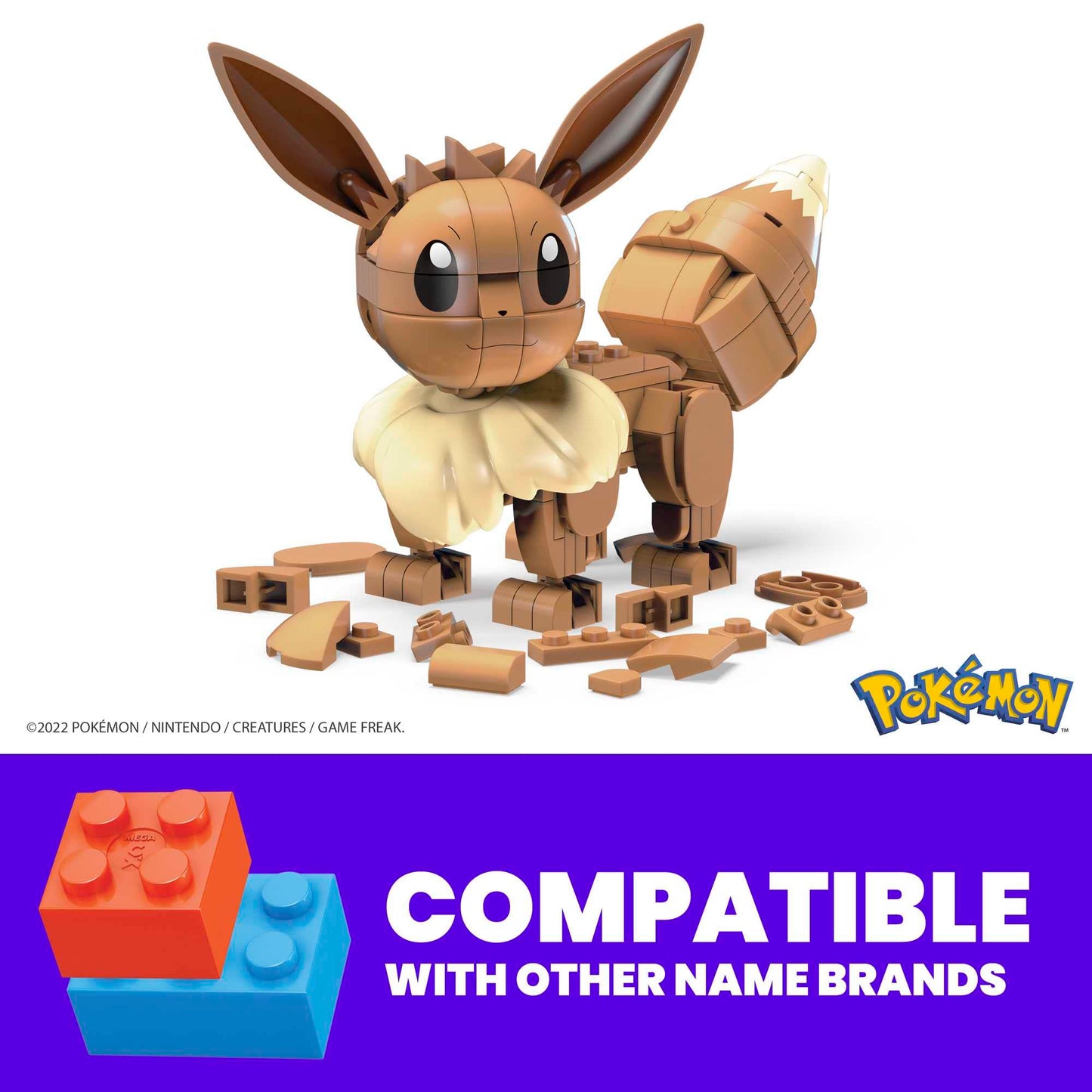 MEGA Pokémon Building Toys Set Build & Show Eevee with 215 Pieces, Articulated and Poseable, 4 Inches Tall, for Kids, HDL84