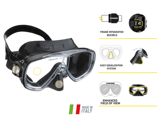 Cressi Onda - Single Onda Mask or Combo Set Onda Mask + Snorkel Mexico for Diving and Snorkeling, One Size, Unisex Adult