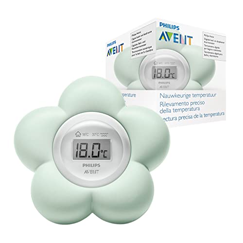 Philips Avent Bad- und Raumthermometer SCF480/00, Digitalanzeige, sichere Messung, süßes Design, mint