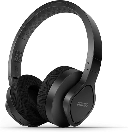 Philips Audio TAA1105BK/00 Headphones With Microphone, (Flexible Ear Hook, Bass Beat Vent, IPX2 Sweat Resistant, Secure Fit, In-Line Remote Control)