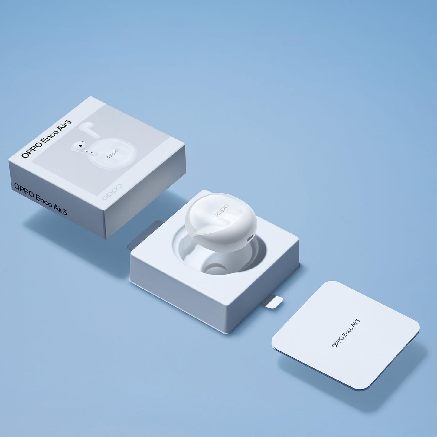 OPPO Enco Air3 Wireless Earbuds, Bluetooth 5.3, Noise Cancelling, Wireless Charging, Low Latency, Large Capacity Battery, IP54 - White