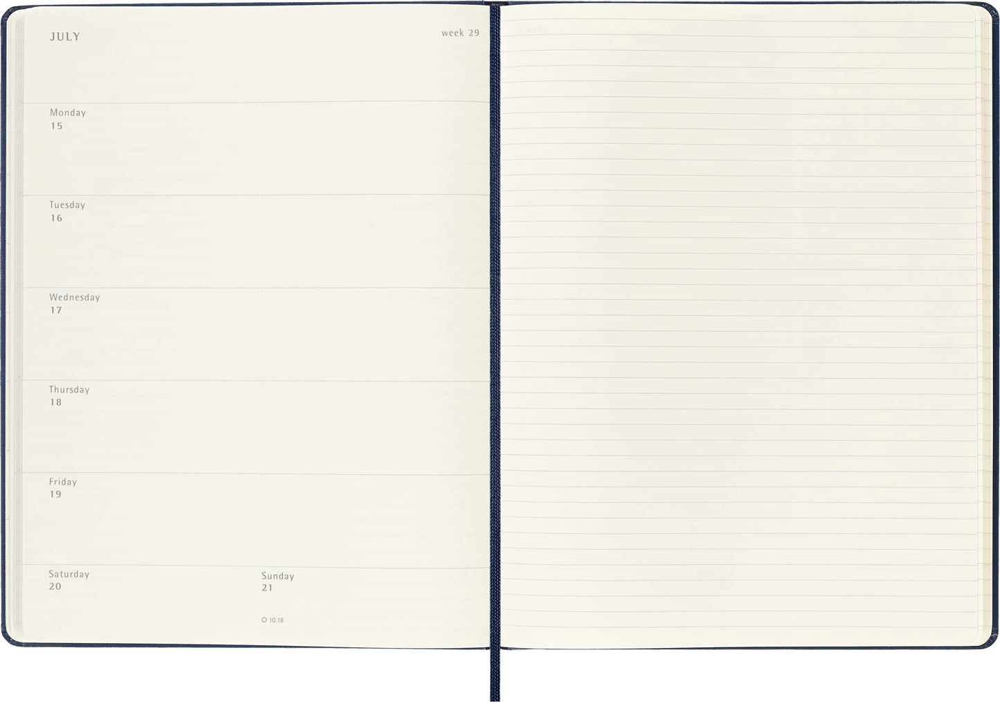Moleskine Wochenkalender mit Platz für Notizen 12 Monate 2024, Agenda 2024, Hardcover und elastischem Verschluss