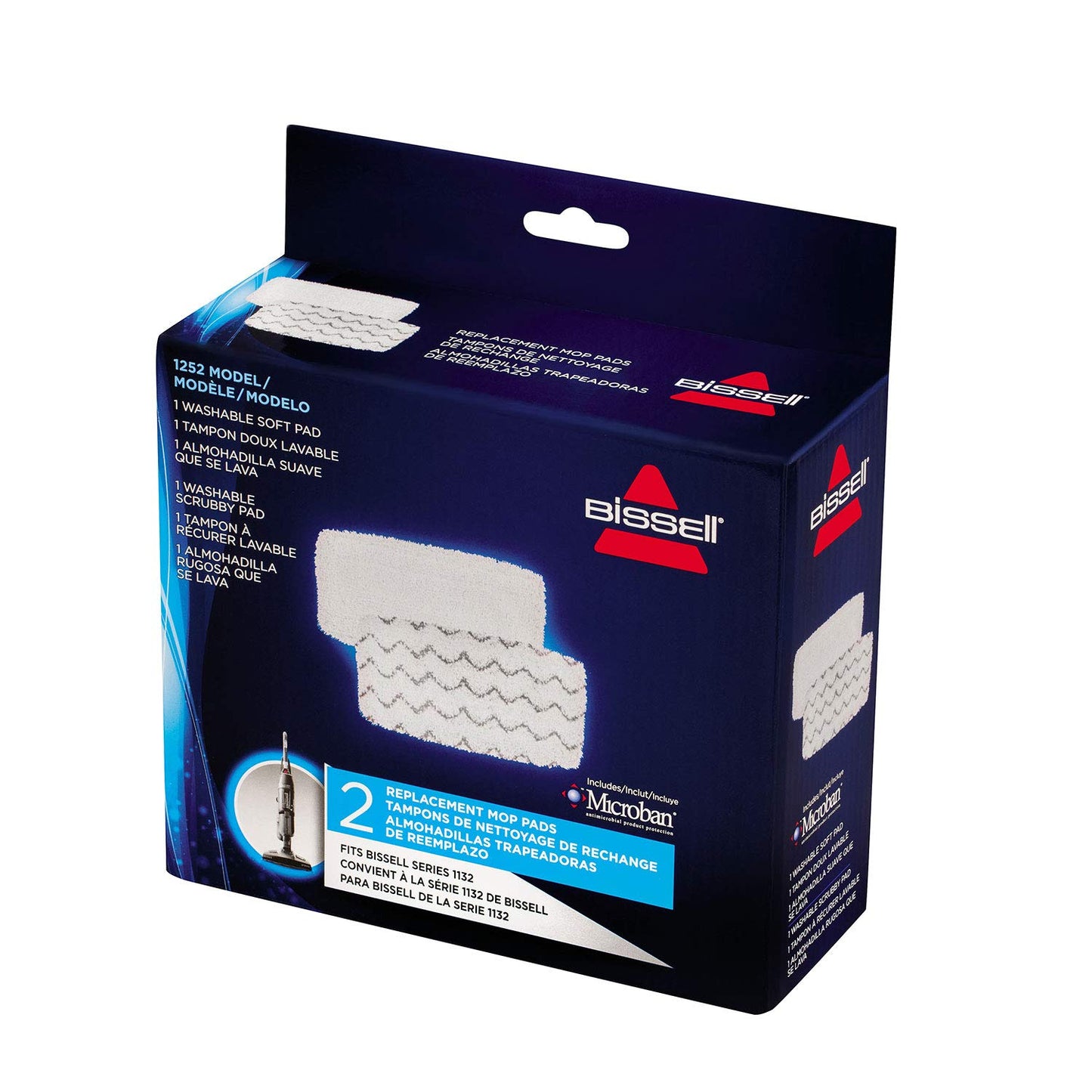 BISSELL Vac & Steam Mop Pads | Replacement Mop Pad For BISSELL Vac & Steam | 1 Delicate Pad, 1 Scrubbing Pad | 1252