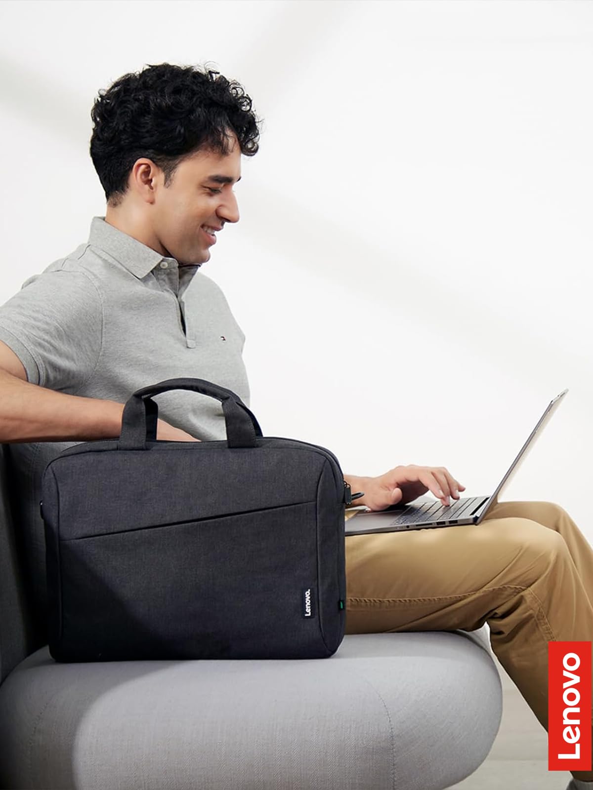Lenovo Laptop Shoulder Bag T210, 15.6-Inch Laptop or Tablet, Sleek, Durable and Water-Repellent Fabric, Lightweight Toploader, Business Casual or School, GX40Q17229, Black