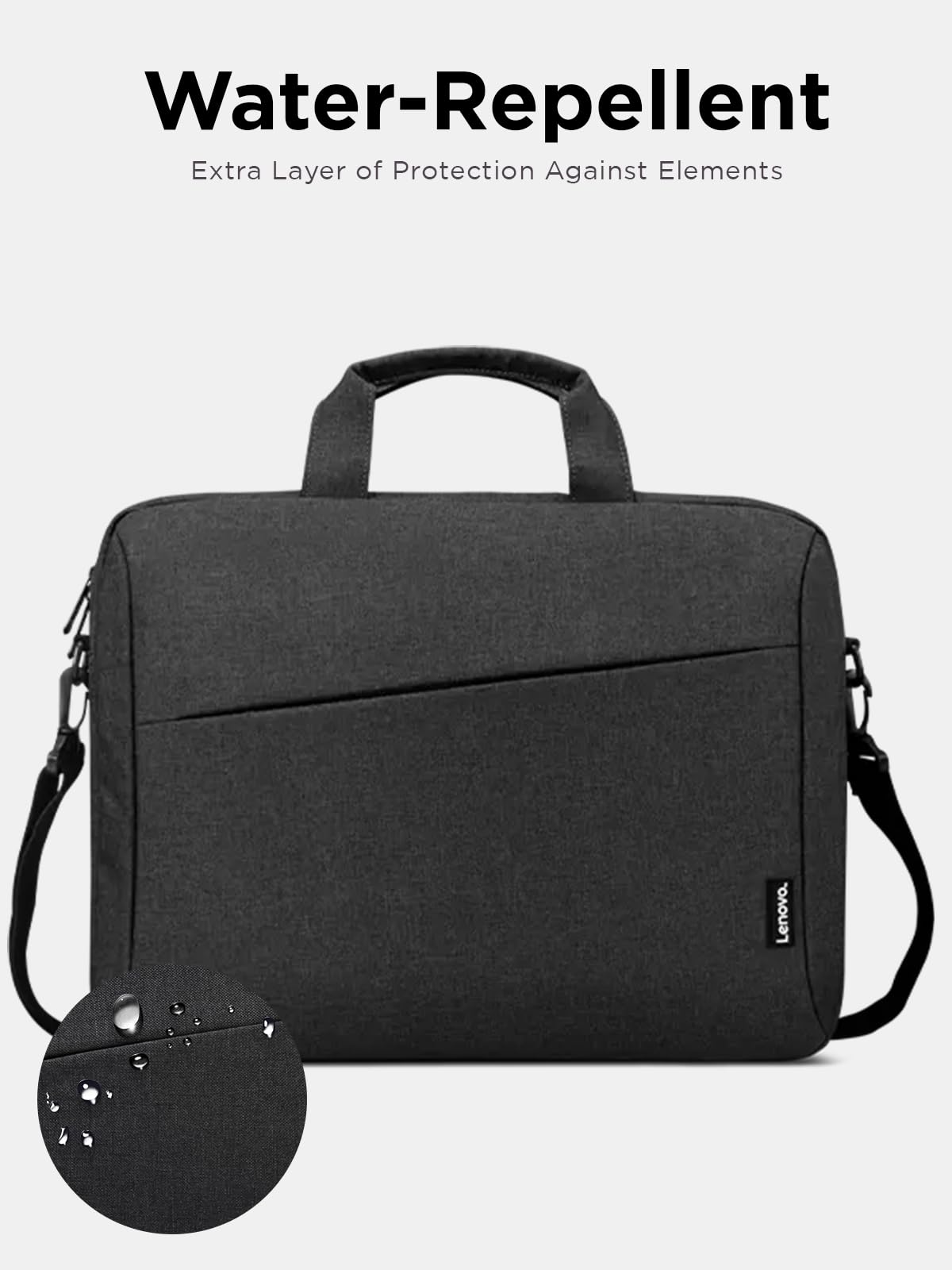 Lenovo Laptop Shoulder Bag T210, 15.6-Inch Laptop or Tablet, Sleek, Durable and Water-Repellent Fabric, Lightweight Toploader, Business Casual or School, GX40Q17229, Black
