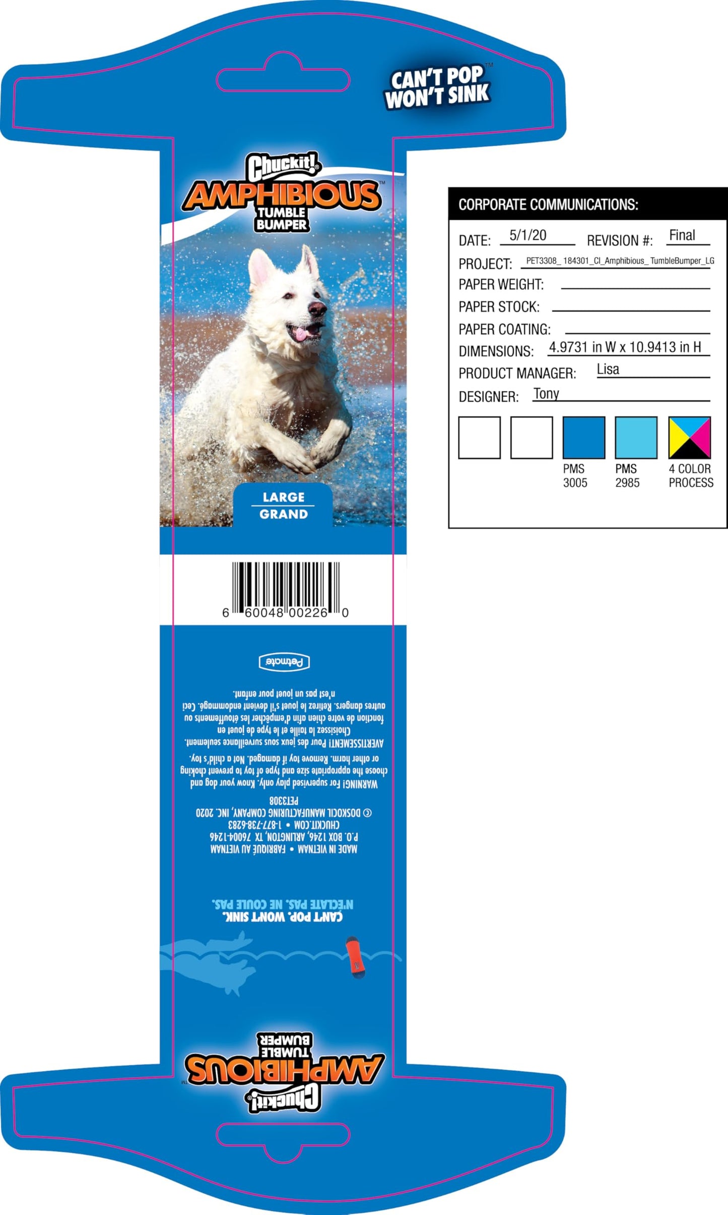 Chuckit! Tumble Bumper Toy for Dogs, Medium
