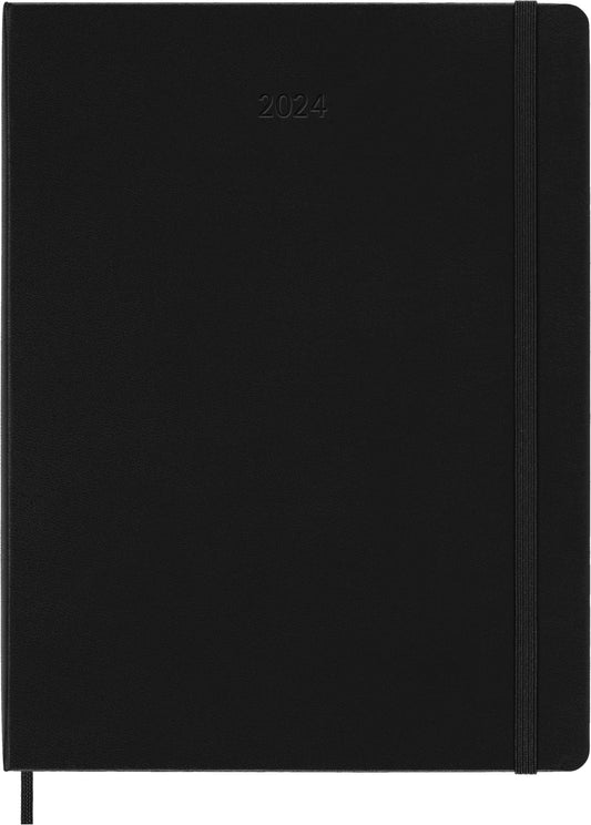 Moleskine Wochenkalender mit Platz für Notizen 12 Monate 2024, Agenda 2024, Hardcover und elastischem Verschluss
