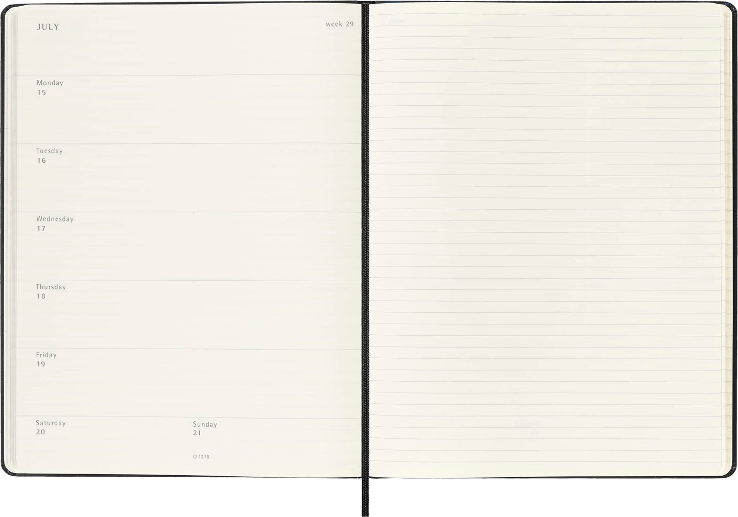 Moleskine Wochenkalender mit Platz für Notizen 12 Monate 2024, Agenda 2024, Hardcover und elastischem Verschluss