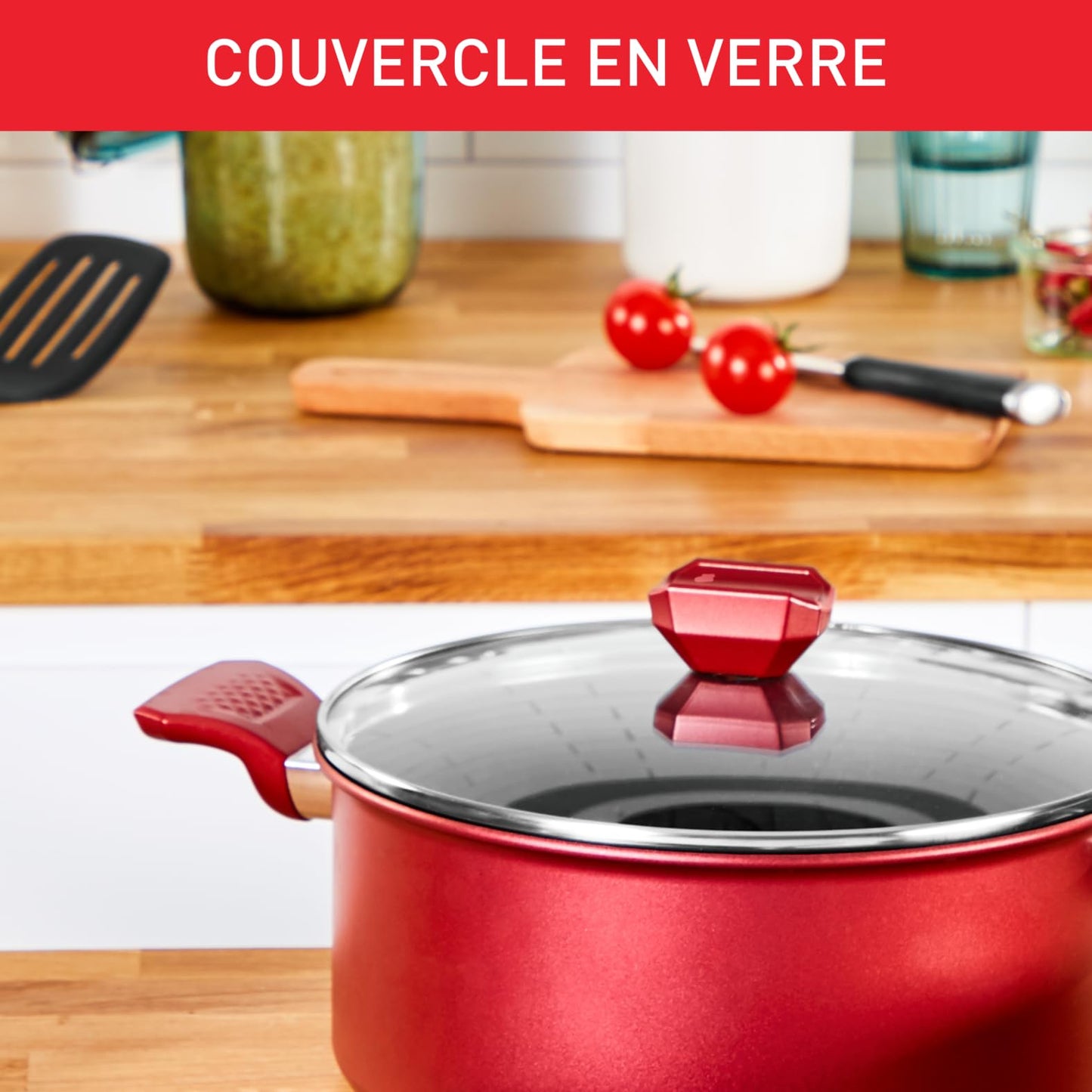 Tefal Casserole 24 cm, Induction, Non-Stick Coating, Temperature Indicator, Glass Lid, Comfortable Handle, Delicious and Healthy Meals, Made in France, Daily Expert C2894602