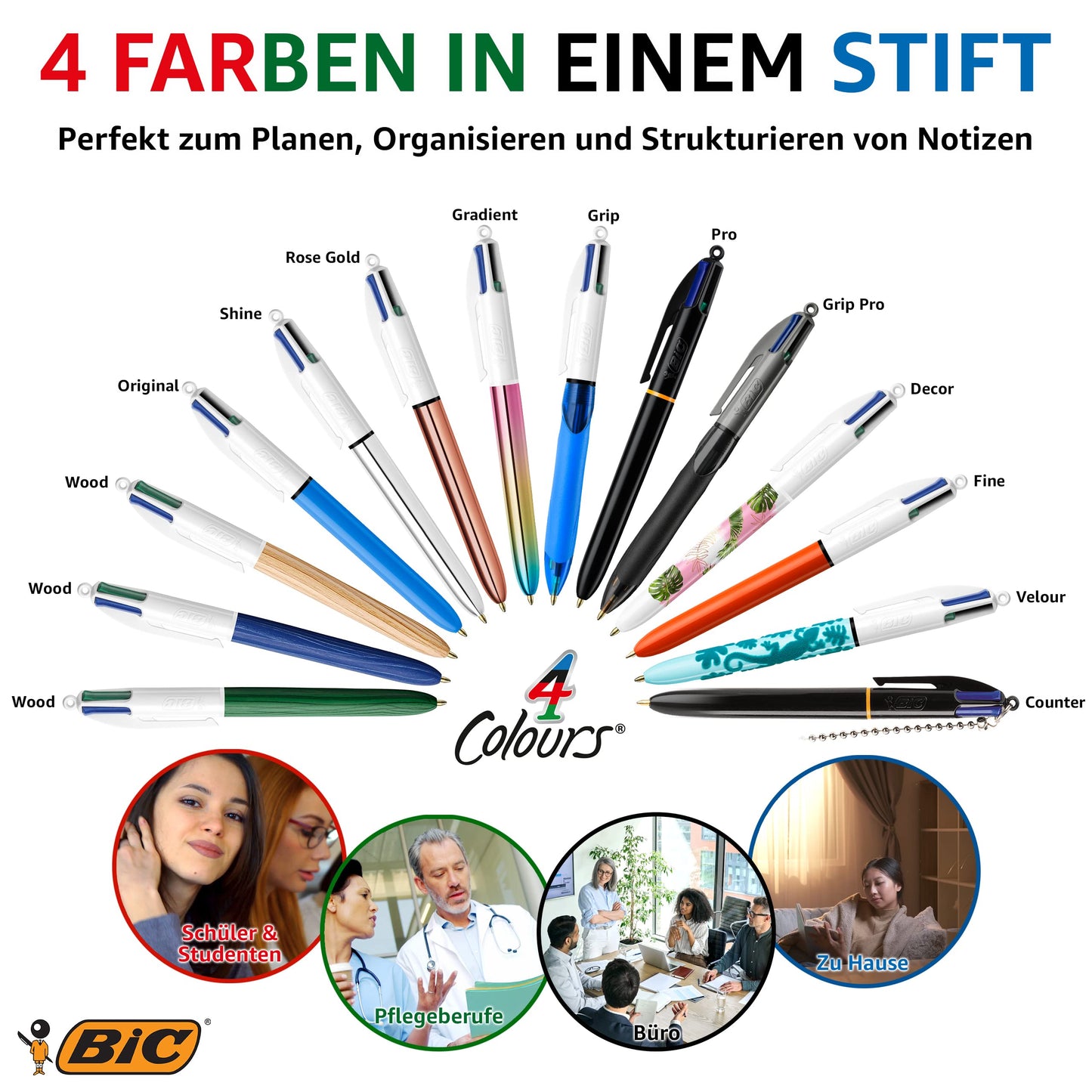 Bic 4 Colours Ballpoint Pens