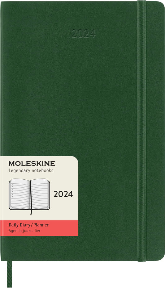 Moleskine 12-Monats-Tageskalender 2024, Agenda 2024, weicher Einband und Gummiverschluss