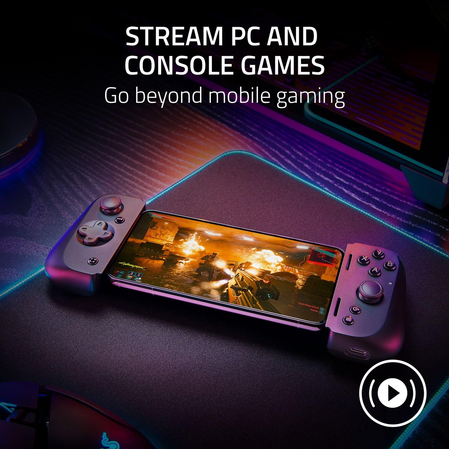 Razer Kishi V2 - for Android Mobile Gaming Controller (Universal Fit with Extendable Bridge, Streaming PC, Console Games, Ergonomic Design, Powered by the Nexus App)