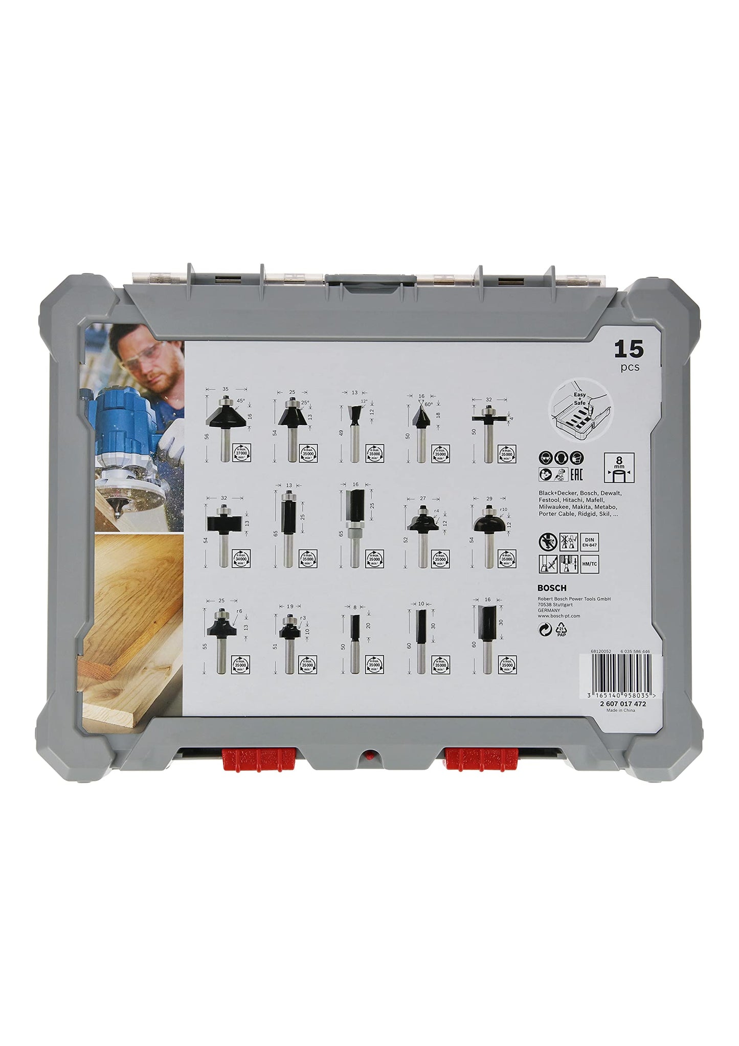 Bosch Professional 6 pcs. Straight Router Bit Set