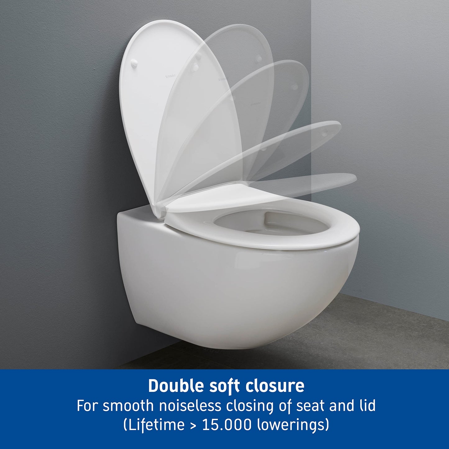 Duravit Universal Toilet Lid with Soft-Close Mechanism, Toilet Seat Quick Release for Easy Assembly, Toilet Seat in Oval Shape, Toilet Lid Made in the EU, Urea Duroplast, Stainless Steel Hinges, White
