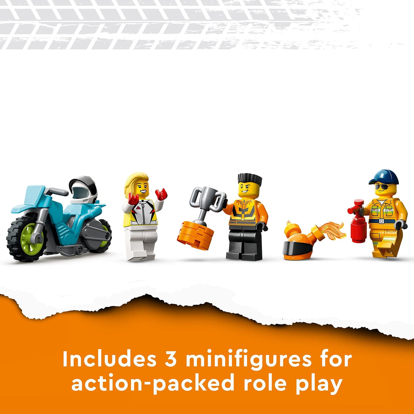 Lego 60357 City Stuntz Stunttruck mit Feuerreifen-Challenge, mit schwungradbetriebenem Motorradspielzeug und Minifiguren, lustiges Geschenk für Kinder ab 6 Jahren, 2023 Set