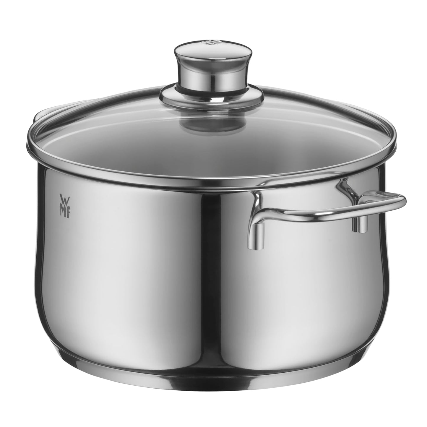 WMF High Casserole Approx 3.7L Diadem Plus Pouring Rim Glass Lid Cromargan Stainless Steel Polished Suitable for Induction Hobs Dishwasher Safe