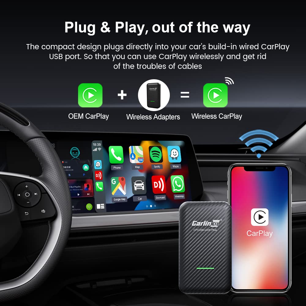 Carlinkit 3.0 Wireless CarPlay Adapter for Factory Wired CarPlay Vehicles,Red UI Interface Upgrade, Compatible with Audi/Porsche/Mercedes/VW/KIA/Hyundai... Online Upgrade IOS16