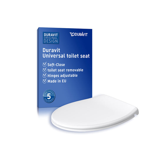 Duravit Universal Toilet Lid with Soft-Close Mechanism, Toilet Seat Quick Release for Easy Assembly, Toilet Seat in Oval Shape, Toilet Lid Made in the EU, Urea Duroplast, Stainless Steel Hinges, White