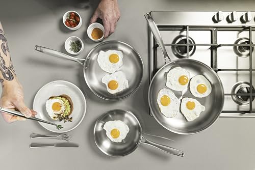 Tramontina Grano Frying Pan Stainless Steel for Induction, Electric, Gas and Ceramic Glass Hobs