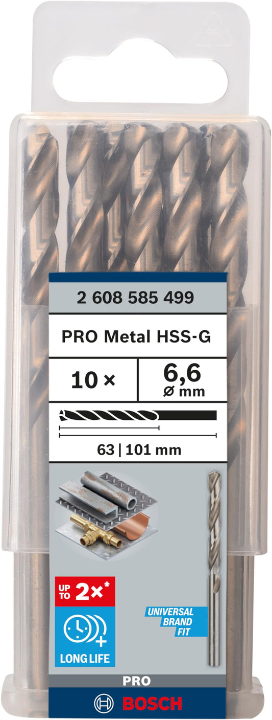 Bosch Professional 18-piece Toughbox metal drill bit set HSS-G 135° DIN 338 (for metal, Ø 1-10 mm, Accessory Drill Driver)