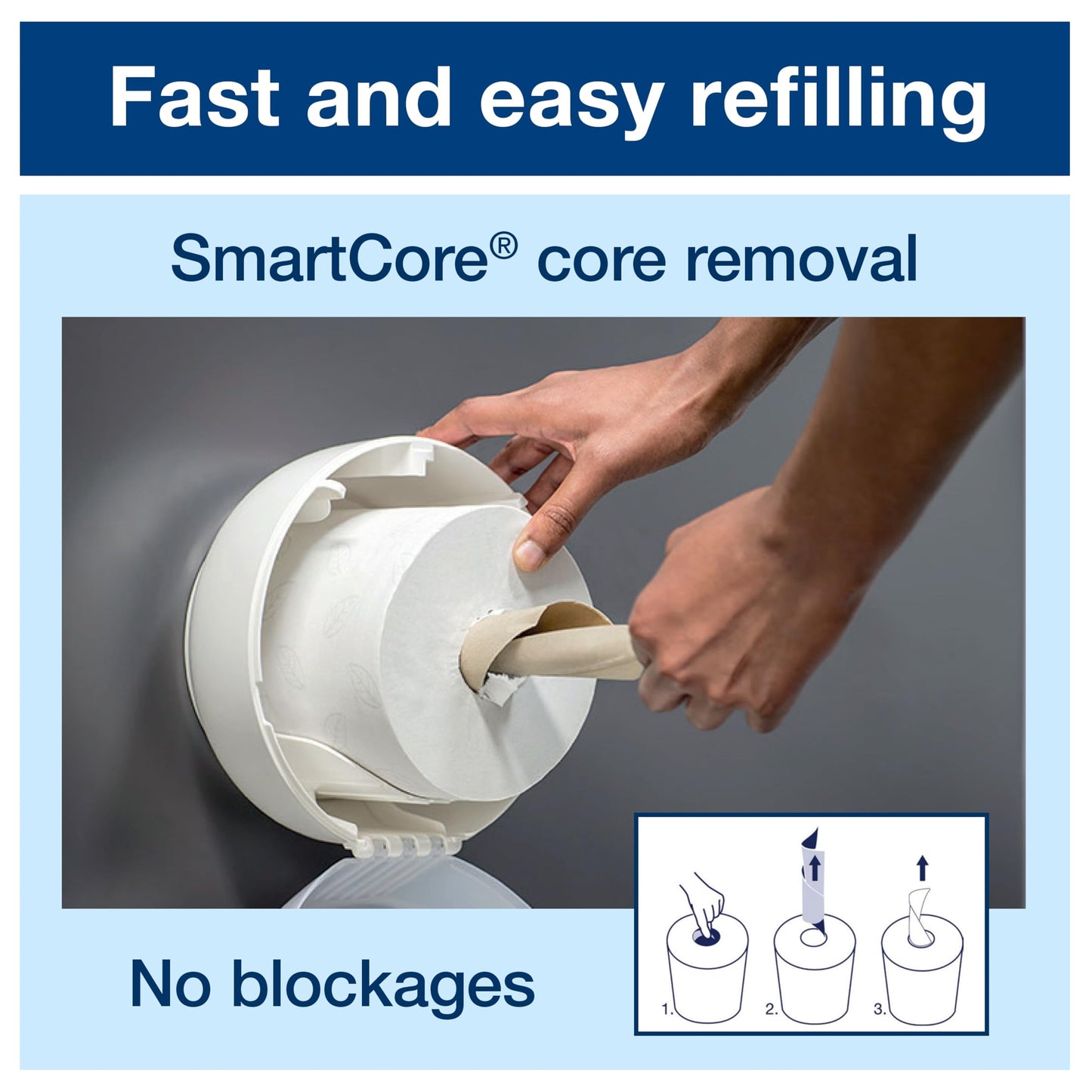 Tork SmartOne Mini Toilet Paper Roll Wall Mounted Dispenser White T9, Elevation Range, 681000