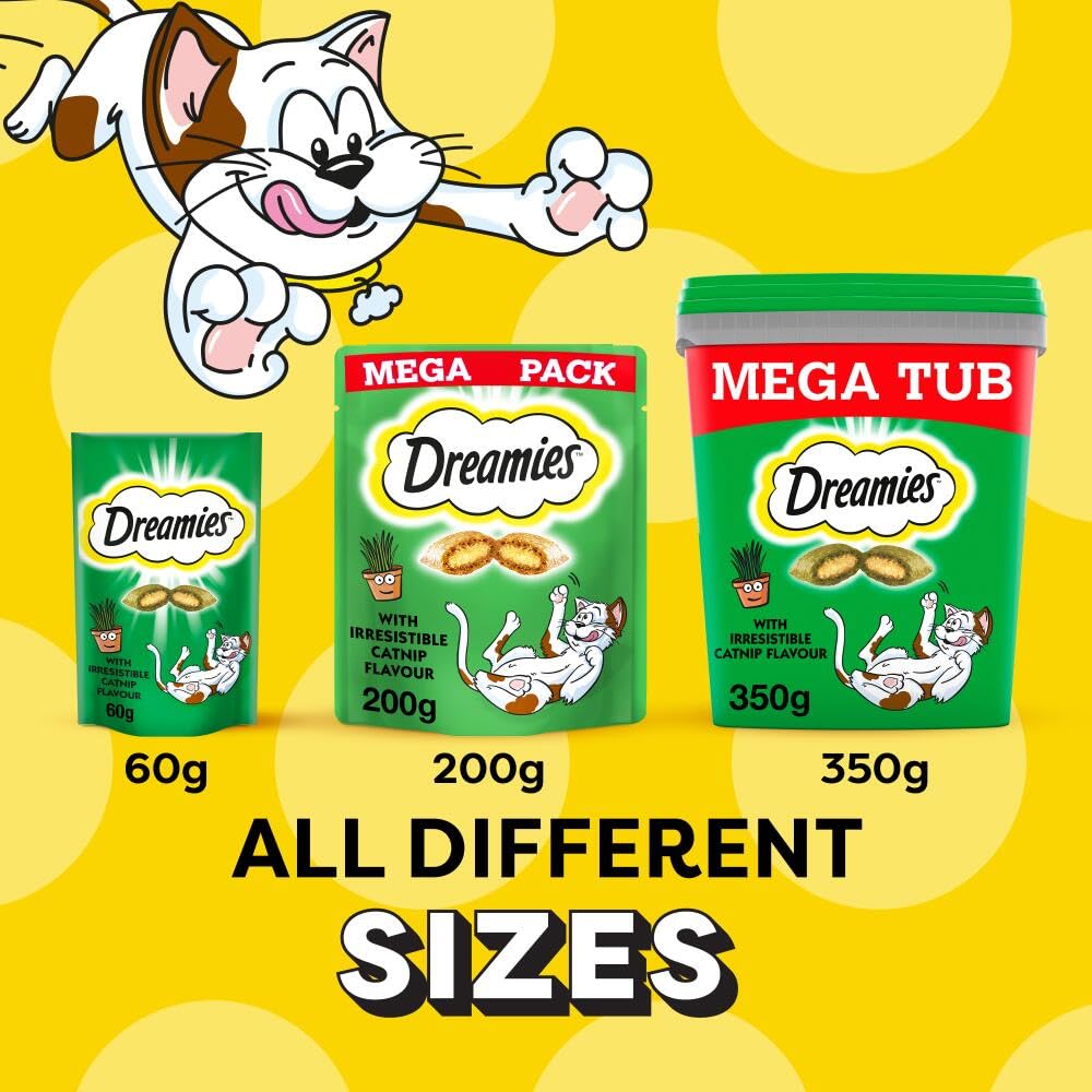 Dreamies Mega Pack Cat Treats, Tasty Snacks with Delicious Salmon, 1 Pouch of 200 g